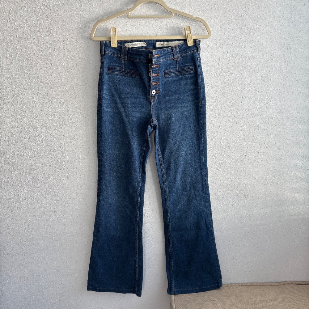 Anthropologie Pilcro High Rise Trouser Bootcut Jeans in Dark Wash
